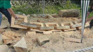 Chainsaw sculpture  making a link chain from a single log [upl. by Repinuj26]