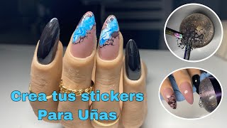 Cómo crear Stickers para uñas 😱  marmoleado con gel semipermanente  diseño sencillo para uñas [upl. by Quigley]