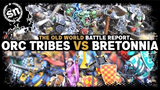 Orc amp Goblin Tribes vs Kingdom of Bretonnia  The Old World Battle Report [upl. by Amles]