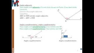 5ème  ANGLES  Adjacents complémentaires supplémentaires [upl. by Kalindi]