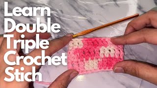 Crochet Double Triple Crochet Stitch Double Treble Crochet [upl. by Lowis480]