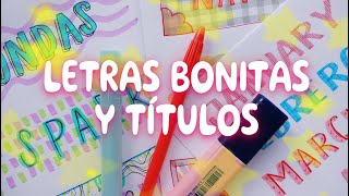 LETRAS y TÍTULOS BONITOS con SUBRAYADORES y BOLIS 🌜IDEAS para CARTELES PORTADAS y APUNTES 🌛 [upl. by Anirtep]