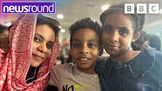 Sudan Evacuation Children and Families Arrive in UK  Newsround [upl. by Wolfram155]