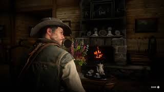 Red Dead Redemption 2  Beechers Hope Cabin Ambiance fire animals footsteps [upl. by Trish]