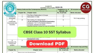 CBSE Class 10 Social Science Syllabus for 202425 Check Chapters and Download PDF [upl. by Victoria526]