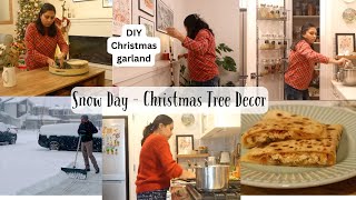 Snow Day  setting up Christmas Tree  DIY Decor  Quick dinner idea with homemade paneer [upl. by Yeruoc]