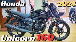 2024 Honda unicorn 160  E20 OBD2 fi BS7 new features Price mileage detailed review unicorn160 [upl. by Eremahs]