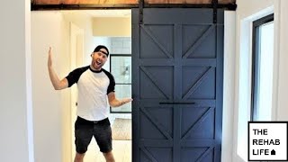 80 Modern Farmhouse Barn Door  Easy DIY Project [upl. by Eikcir]