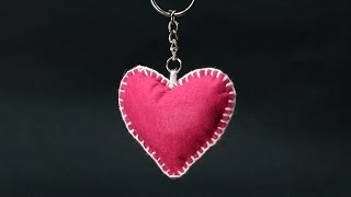 DIY Valentine Gift for Him  Felt Heart Keychain Step by Step [upl. by Karr362]