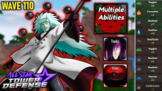 New 7 Star Madara in Material Orbs Farming Wave 110  All Star Tower Defense Roblox [upl. by Akalam]