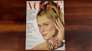 Vogue March 15 1967 Lauren Hutton Twiggy Chanel  ASMR Magazine Flip Through [upl. by Kronfeld]