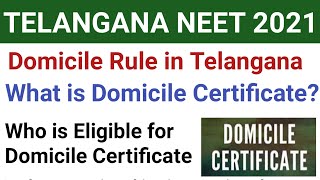 Domicile rules in telangana 2021 Domicile certificate telangana Domicile rules in neet 2021 [upl. by Einahpts]