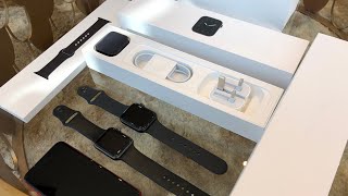 4K Unboxing Apple Watch Series 5 Space Gray Aluminum Case Sport Band 44mm [upl. by Adamo736]