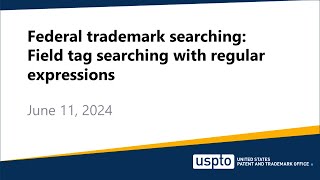 Federal trademark searching Field tag searching with regular expressions [upl. by Earized699]