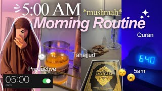 5AM MUSLIMAH MORNING ROUTINE 🎀  praying tahajjud reading quran journaling motivational routine [upl. by Monson663]