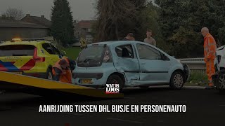 AANRIJDING TUSSEN DHL BUSJE EN PERSONEN AUTO [upl. by Ttelrats]