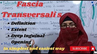 Fascia Transversalis  in easiest way  Anterior abdominal wall  ayeshamedicaleducation [upl. by Kinemod]