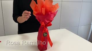 How to gift wrap a bottle with tissue paper 2 colors \VERY EASY [upl. by Drandell]