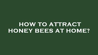 How to attract honey bees at home [upl. by Eneluqcaj211]