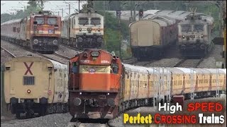 High Speed PERFECT Crossing TRAINS  PART  06  Diesel Trains and Electric Trains  Indian Railways [upl. by Ibur]