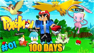 100 DAYS SURVIVE IN MINECRAFT PIXELMON  Episode 1 [upl. by Adlemy302]