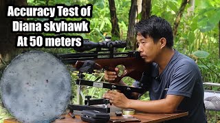 accuracy test of Diana Skyhawk at 50 meters with jsb 1034 grains and Qys 956 grains pellet [upl. by Aikar13]