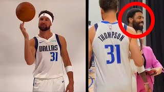 Klay Thompson in MAVS gear  Kyrie Irving HYPED😆 [upl. by Atinihs]