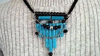 TURQUOISE PAPER BEAD STATEMENT NECKLACE HOW TO DIY jewelry mak [upl. by Eelessej]