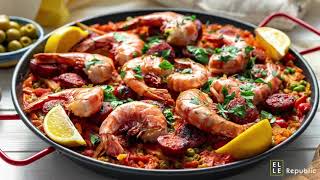 Paella with Prawns and Chorizo Recipe [upl. by Yelsnik]