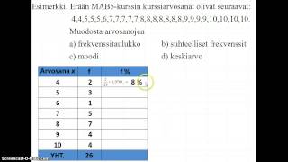 Frekvenssi suhteellinen frekvrenssi moodi ja keskiarvo [upl. by Attegroeg221]