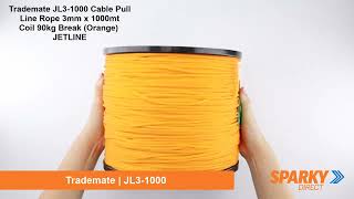 Trademate JL31000  Cable Pull Line Rope 3mm x 1000mt Coil  90kg Break Orange  JETLINE [upl. by Ihtac887]