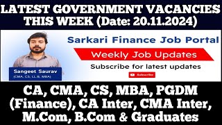 Latest Govt PSU Jobs Update 201124  CA CMA CS MBA CA Inter CMA Inter MCom BCom Graduate [upl. by Niklaus]