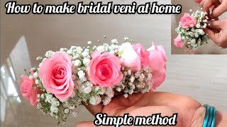 How to make bridal flower for hairbaby breath amp pink Rose venigypsy flower veni [upl. by Swithbert329]