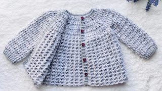 Chaquetita o cardigan 🤩 UN VERDADERO PASO A PASO CON CADA VUELTA Y CADA PUNTO 😍PATRON DE GANCHILLO [upl. by Znerol398]