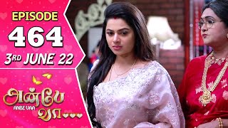 Anbe Vaa Serial  Episode 464  3rd June 2022  Virat  Delna Davis  Saregama TV Shows Tamil [upl. by Ahrendt]