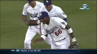 LA Dodgers Yasiel Puig Incredible throw [upl. by Donalt]