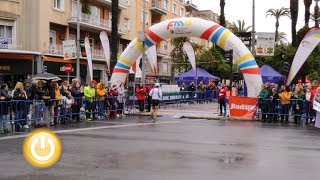 Houssame Benabbou y Tania Carretero ganadores de la media maratón ElvasBadajoz [upl. by Ainimreh]