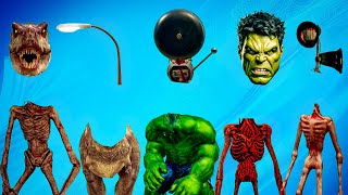 WRONG HEADS SIREN HEAD SIREN LIGHT HEAD SIREN HEAD BELL RINGER HULK DINOSAUR [upl. by Anomer697]