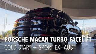 Porsche Macan Turbo facelift  cold start  sport exhaust sound [upl. by Kcirb71]