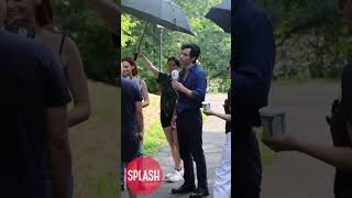 Penn Badgley And Madeline Brewer Brave The Heat Wave At The YOU Filming Set In New York City [upl. by Muns]