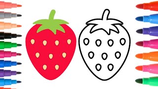 how to draw strawberry  Watch as I draw and color a delicious strawberry stepbystep [upl. by Toomin164]