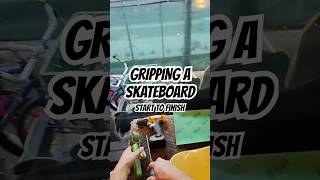 Gripping a skateboard deck from start to finish This Zero deck got a sheet of green mob clear grip [upl. by Mendoza]