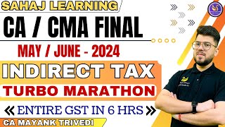 CACMA Final IDT GST Turbo Marathon Entire GST in 6 Hrs with amendment May 2024 Last Day Revision [upl. by Laresa]