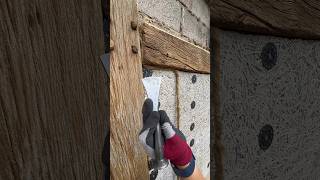 Install of oakum carpentry carpenter oak joinery construction carpentrytips [upl. by Aritak]