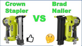 Ryobi 18g Brad nailer vs 18g crown stapler how to choose watch before you buy [upl. by Lorita]