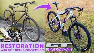 BIKE RESTORATION  Rusty GT Avalanche MONSTER GRAVEL with Disc Brake Conversion and 1x Setup [upl. by Raleigh]