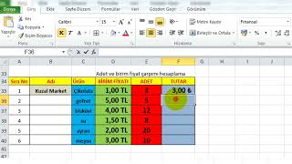 EXCEL  Birim fiyatı ile Adet Çarpımı [upl. by Corrina685]