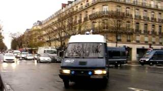 Paris Convoy Police Vans Gendarmes Responding Code 3 [upl. by Eidnyl]