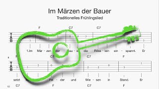 Gitarre Im Märzen der Bauer Tabulatur Melodie Akkorde Text [upl. by Weathers]