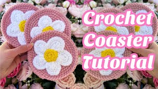 Crochet Flower Coaster Tutorial  Beginner Friendly Crochet StepbyStep [upl. by Torre]